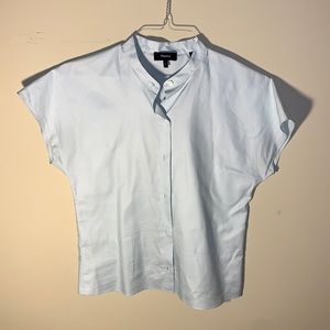 Blue Button Up Theory Top